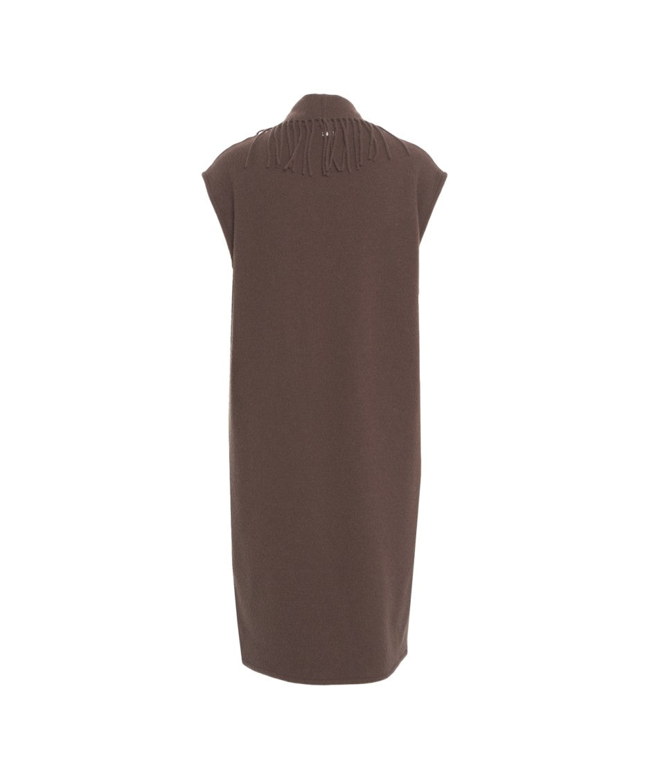 Herno Fringe Detail Wool-Cashmere Blend Gilet With Nylon Inserts