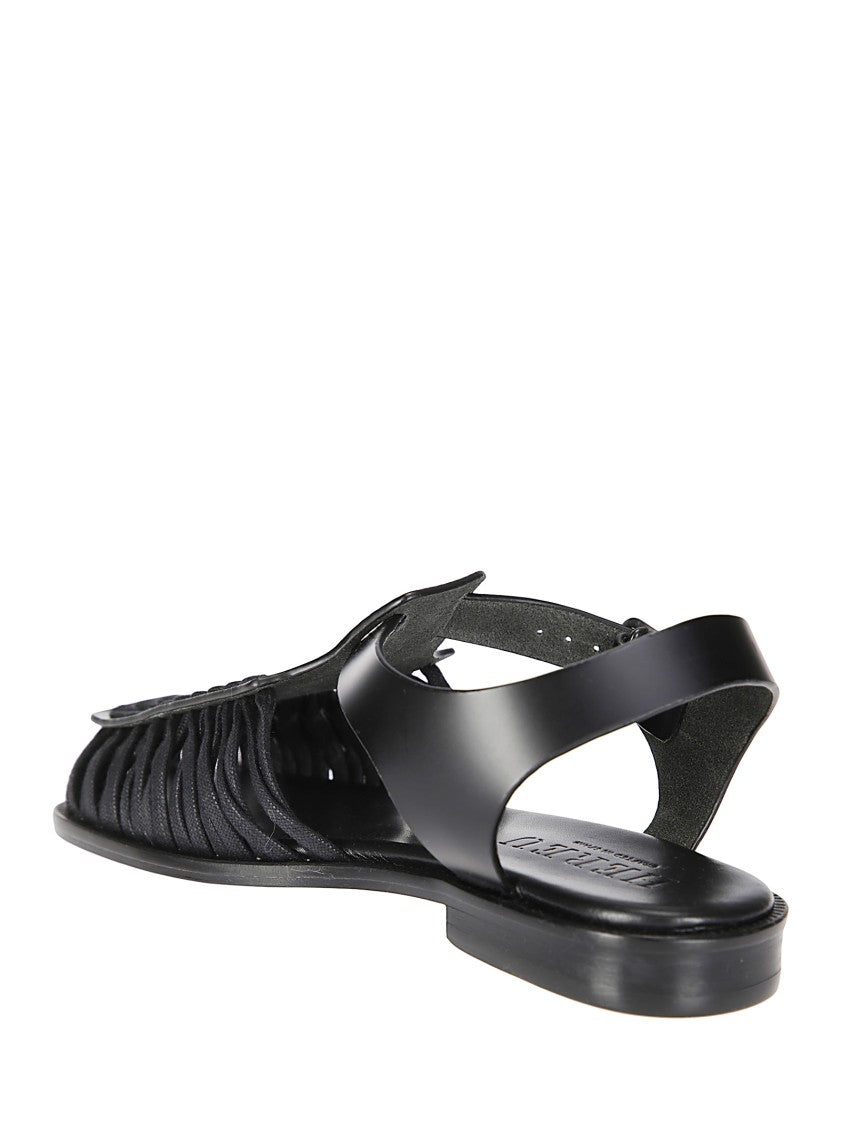 Hereu Smooth Grain Leather Cage Design Sandals