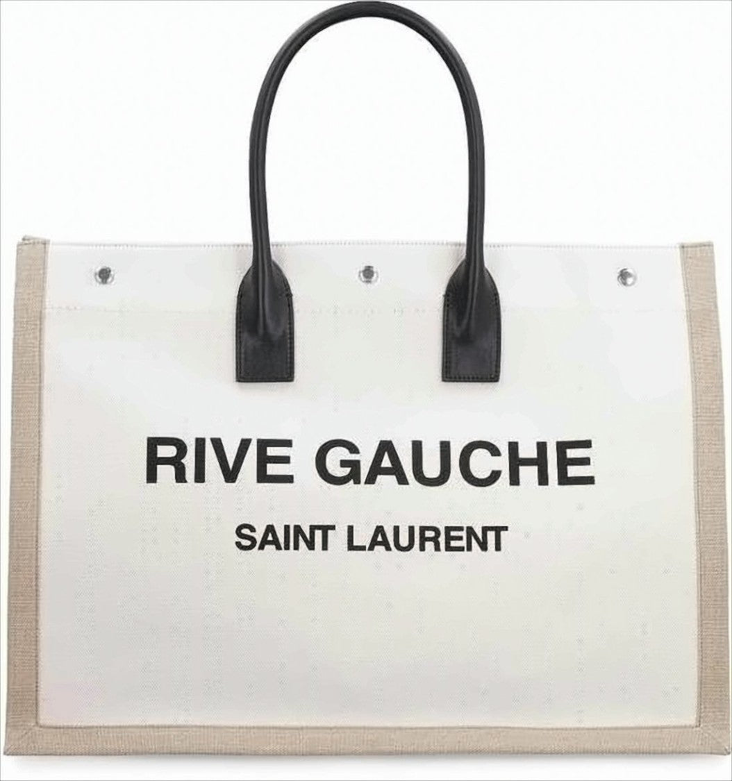 Saint Laurent Spacious Rectangle Tote Bag With Leather Handles