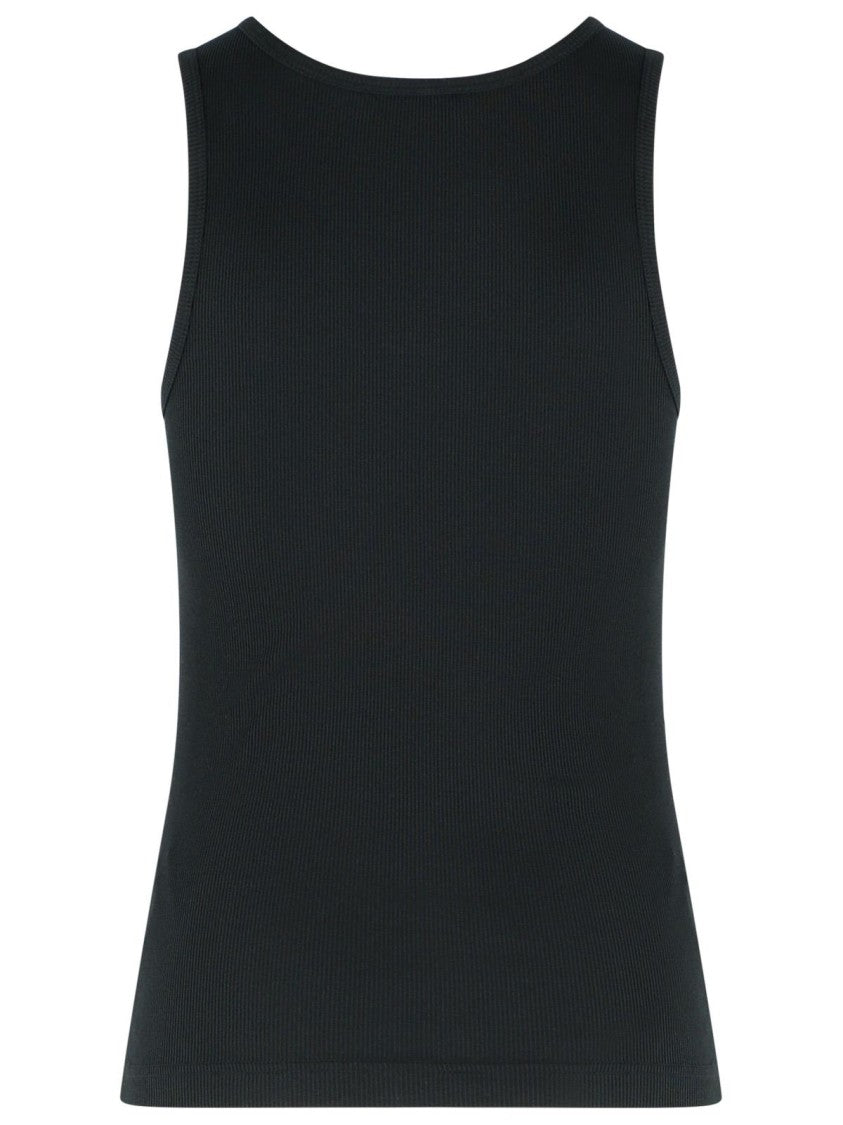 Dolce & Gabbana Tank Top In Textile Glass And Black Polyetsere