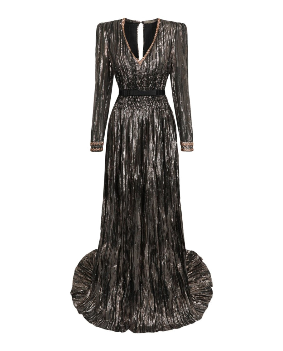 Bottega Veneta Long Sleeve Lurex Gown