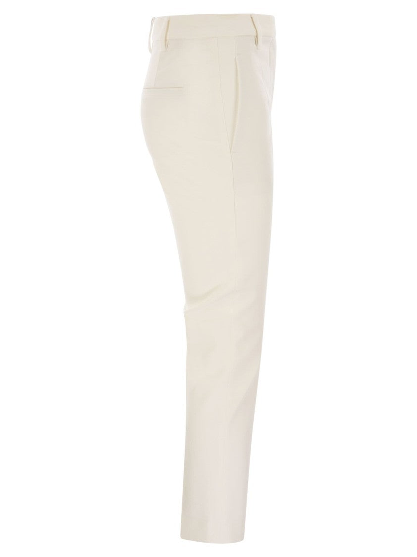 Brunello Cucinelli Cigarette Trousers In Stretch Cotton