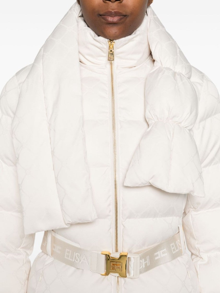 Elisabetta Franchi Padded White Jacket With Quilted Design