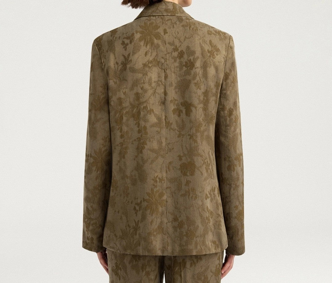 Momonì Relaxed Jacquard Cupro Jacket With Single-Button Closure