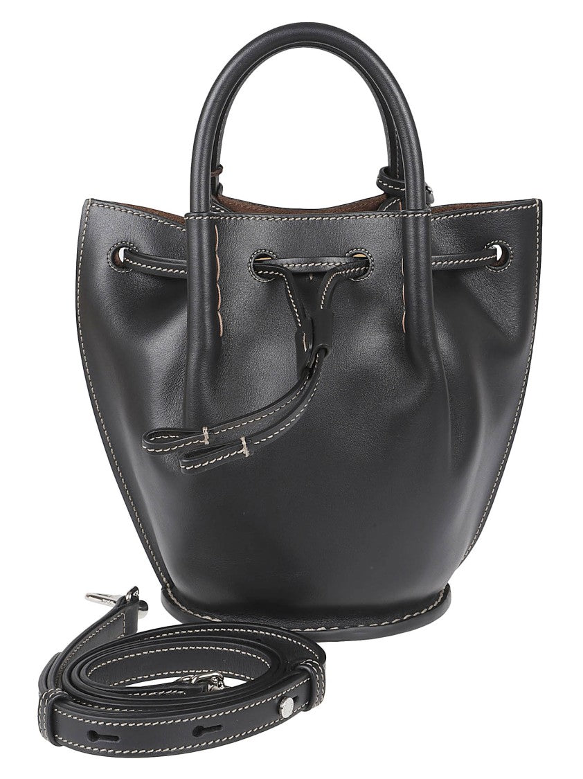 Tod's Structured Black Calfskin Bag With Drawstring Closure