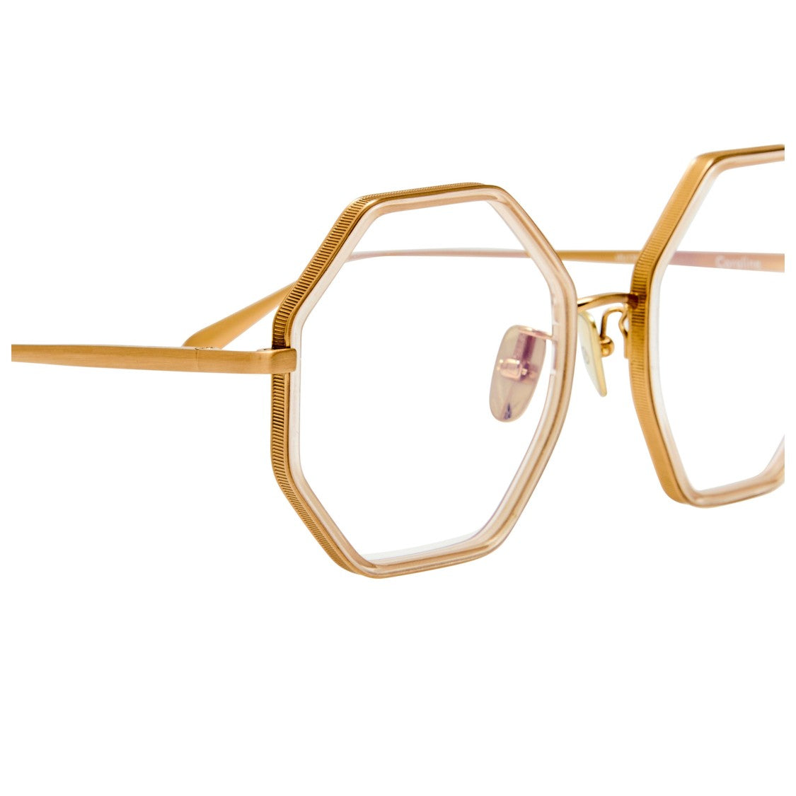 Linda Farrow Octagonal Titanium Frame Eyeglasses With Gold Finish
