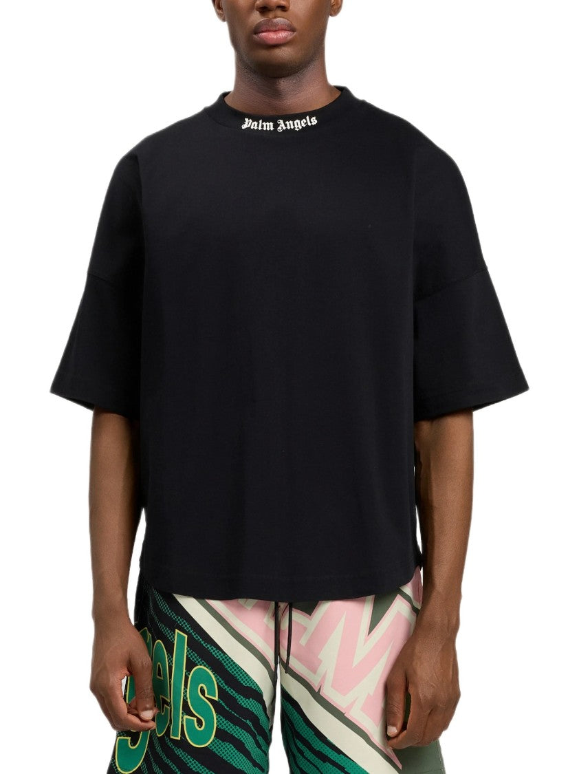 Palm Angels Oversized Black T-Shirt With Bold Logo Details