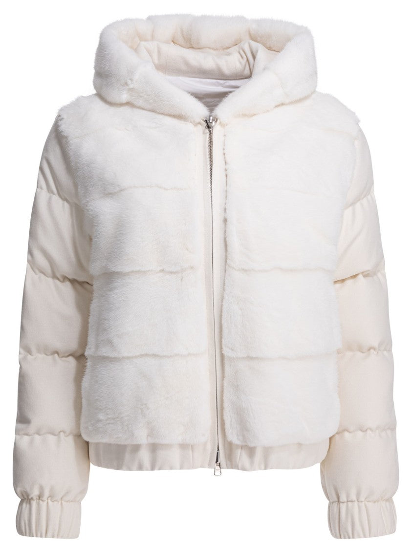 Camelia Cropped Silk And Cashmere Jacket With Plush Mink Texture