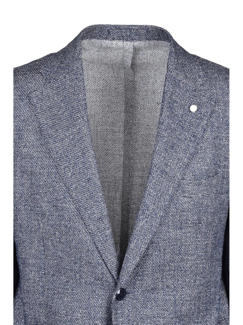 Luigi Bianchi Round Jacket Linen/Cotton/Polyamide - Blue
