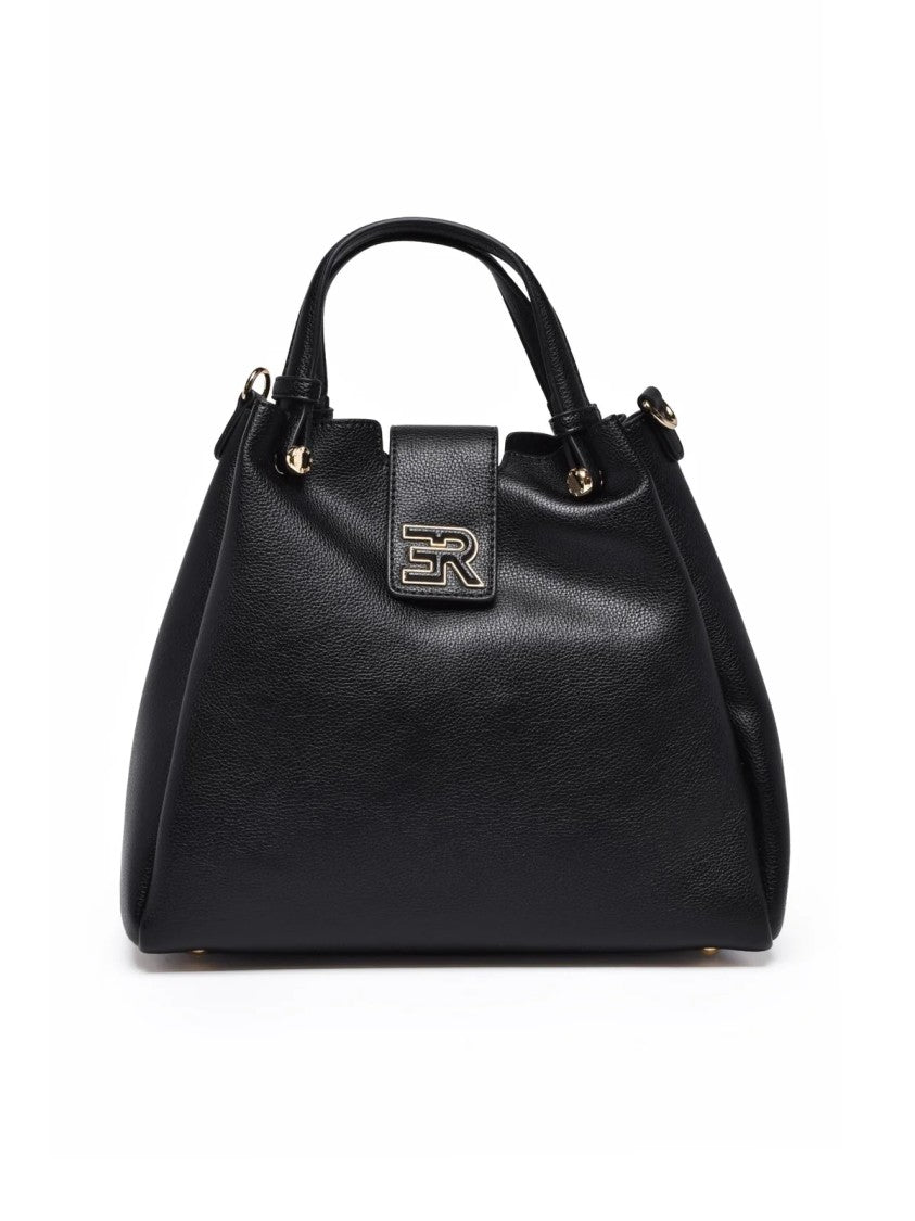 Ermanno Firenze Black Polyurethane Vally Shoulder Bag