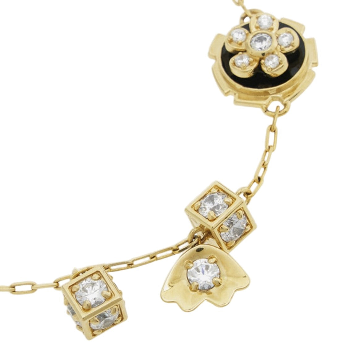 Salvatore Ferragamo Gold-Plated Charm Bracelet With Hanging Crystals