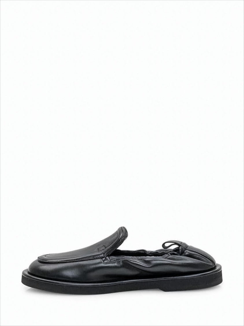 Studio Nicholson Minimalist Black Leather Slip-On Loafers