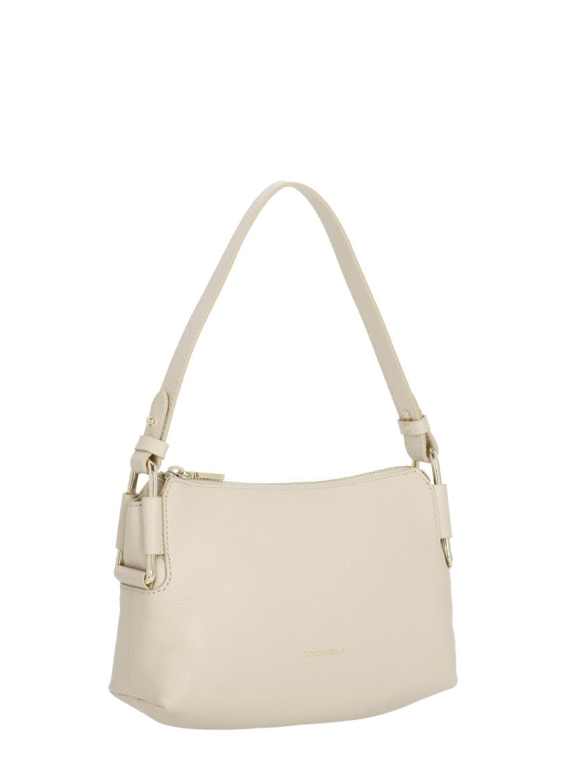 Coccinelle Mini Shoulder Bag In Pebbled Leather With Gold Accents