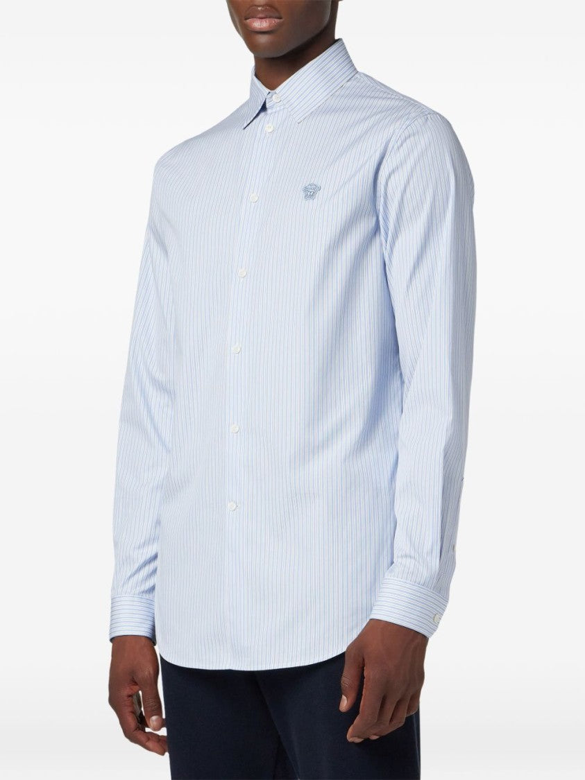 Versace Light Blue Striped Button-Down Shirt