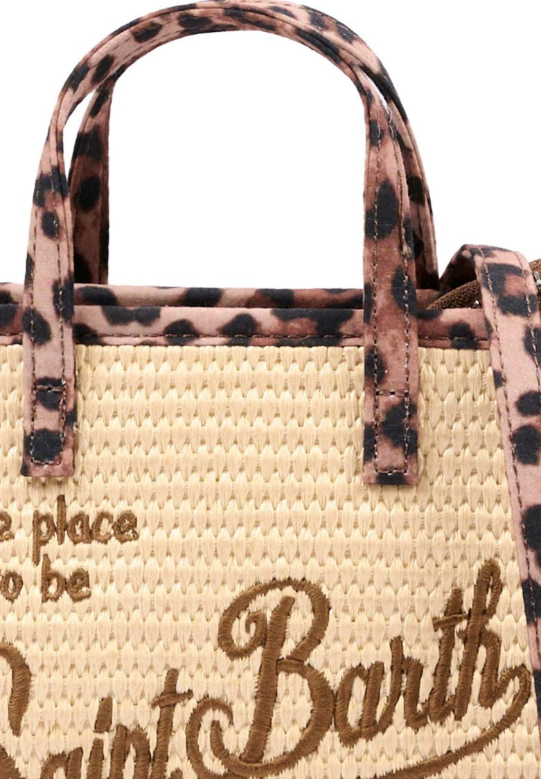 Mc2 Saint Barth Leopard Print Vivian Straw Bag
