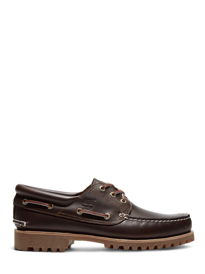 Timberland Brown Leather Boat Shoes With Rugged Rubber Sole