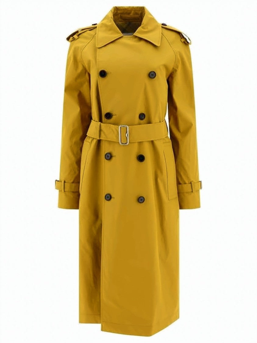 Burberry Double-Breasted Orange Trench Coat With Structured Design