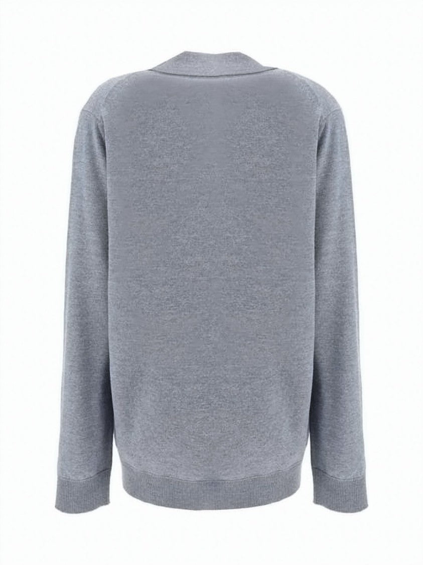 Gucci Relaxed Fit V-Neck Wool Sweater With Collar Detail