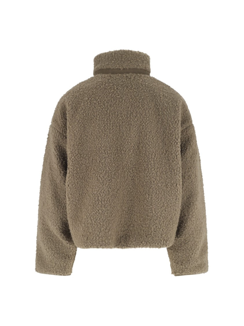 Entire Studios Taupe Cropped Plush Teddy Jacket