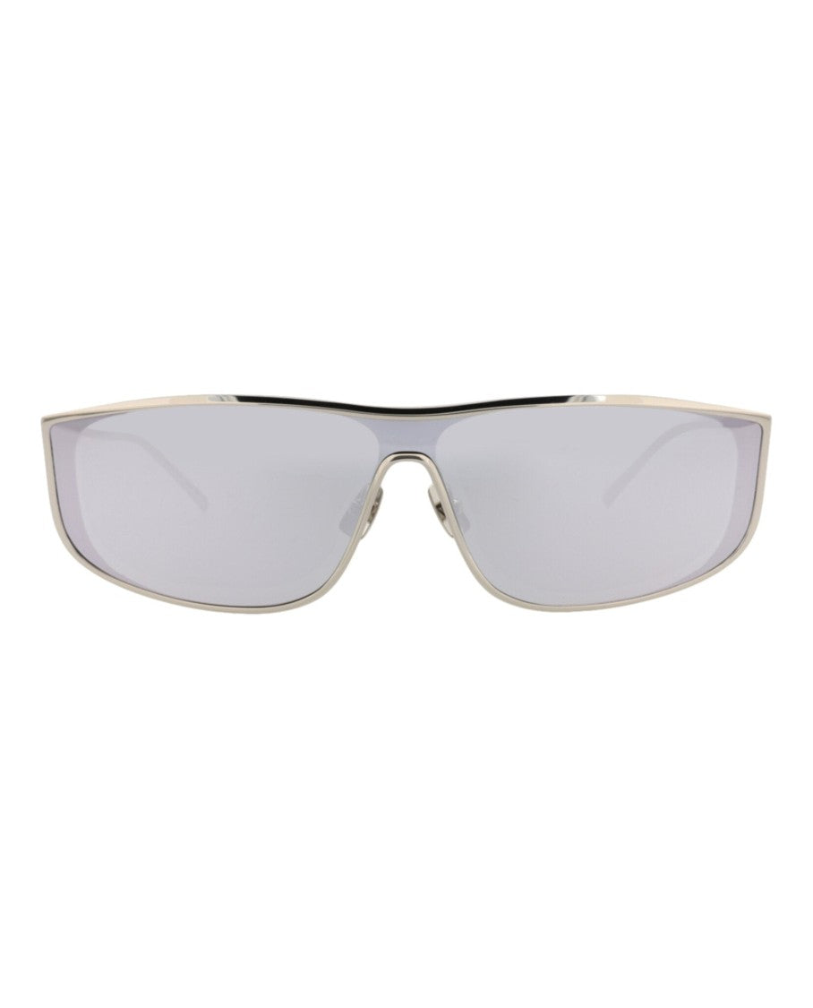Saint Laurent Shield-Frame Metal Sunglasses With Wrap-Around Design And Comfort Features