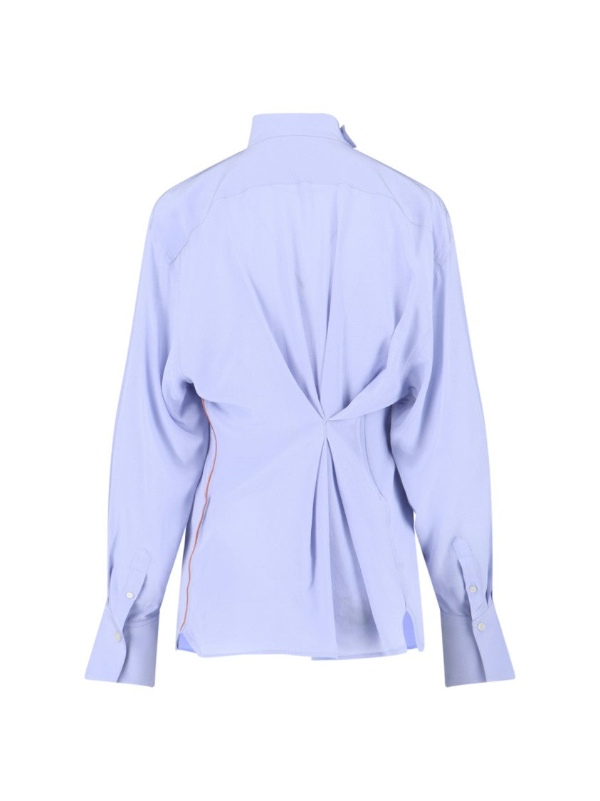 Victoria Beckham Silk Lavallière Shirt Light Blue
