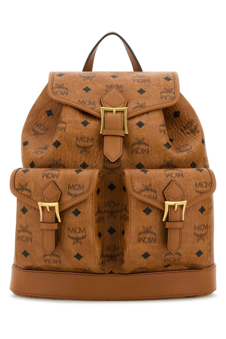 Mcm Printed Canvas Backpack