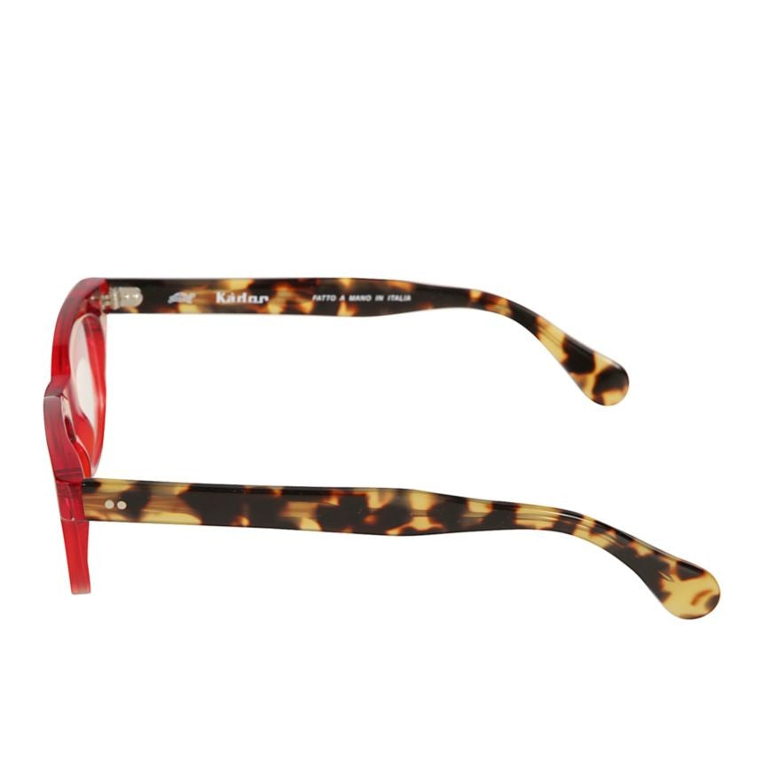 Kador Kayo Translucent Red Rectangular Eyeglasses With Tortoiseshell Temples