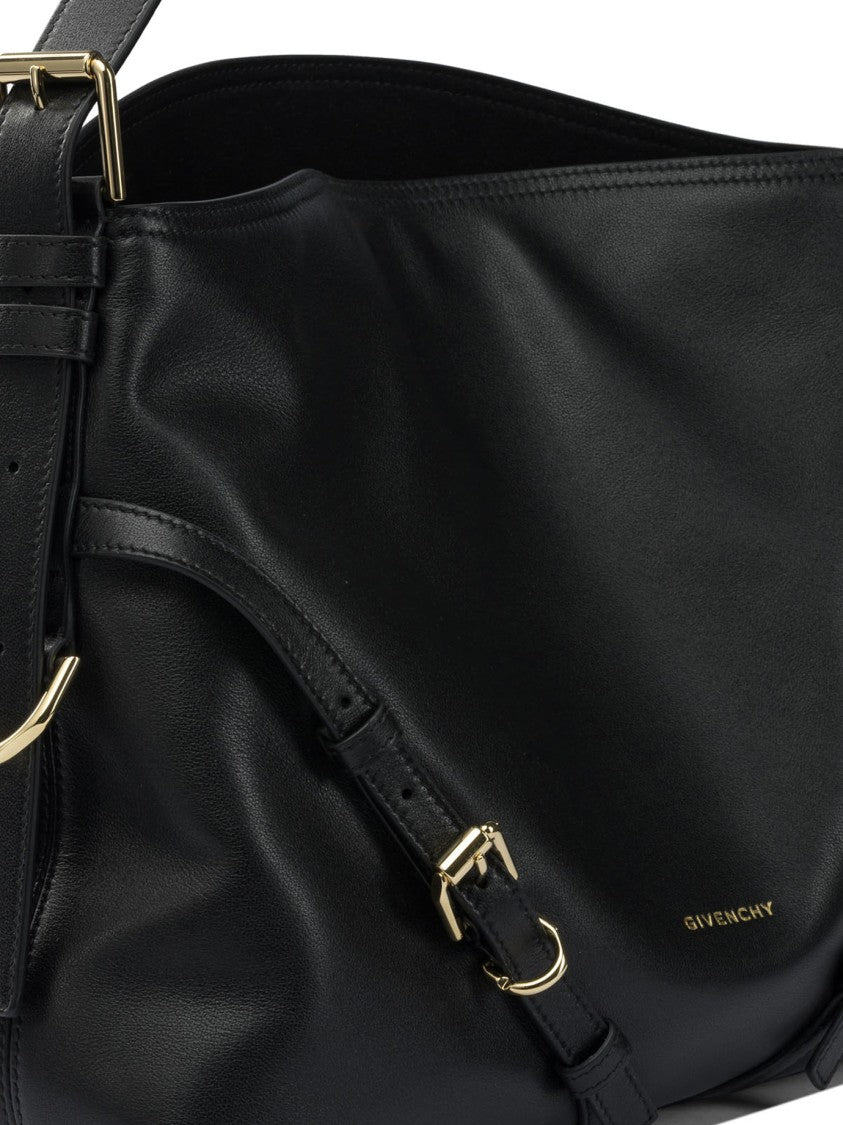 Givenchy V-Shaped Black Calfskin Leather Shoulder Bag