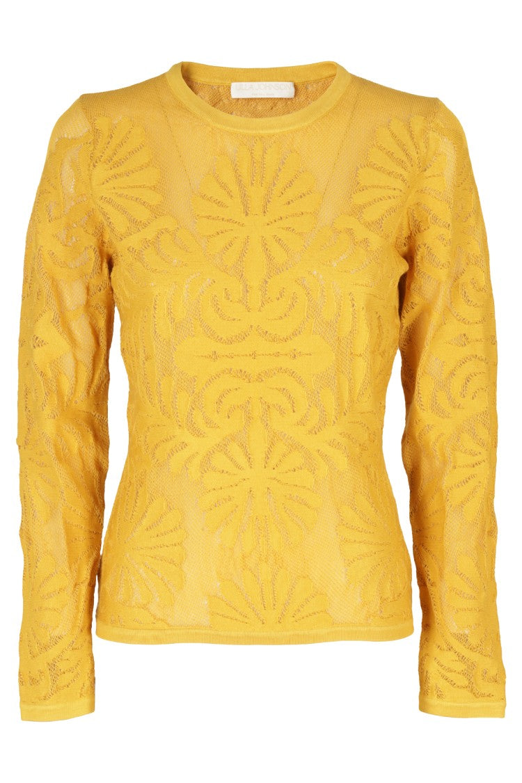 Ulla Johnson Mira Pullover Floral-Patterned Gold Viscose Pullover