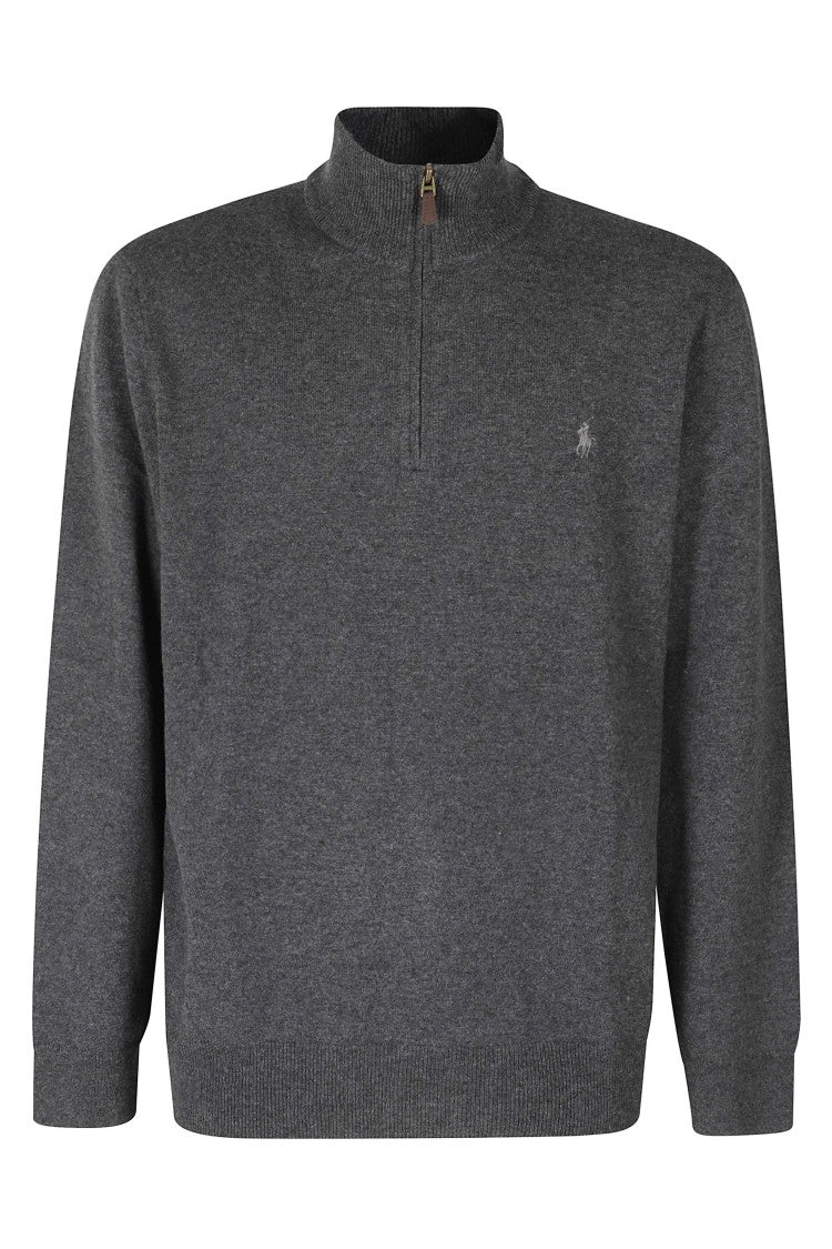 Polo Ralph Lauren Dark Charcoal Half-Zip Merino Wool Pullover Sweater