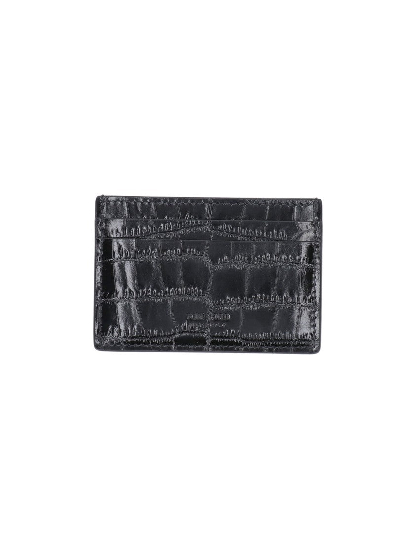 Tom Ford Black Embossed Leather Card Holder