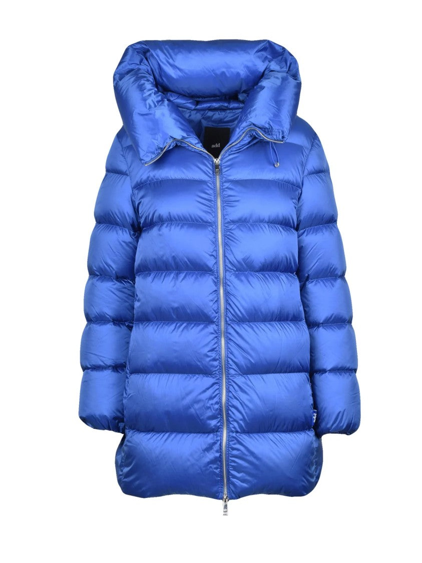 Add Down Puffer Jacket With High Collar And Side Pockets