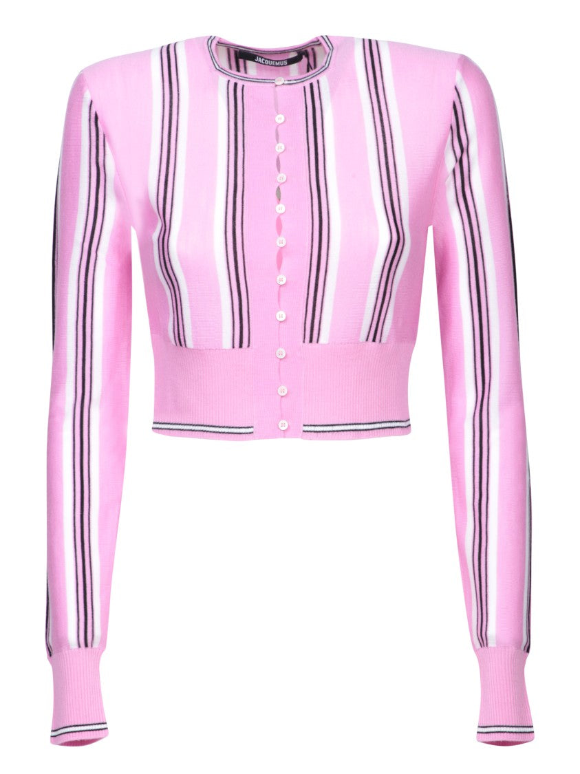 Jacquemus Cropped Cardigan With Vertical Stripes And Front Button Closure