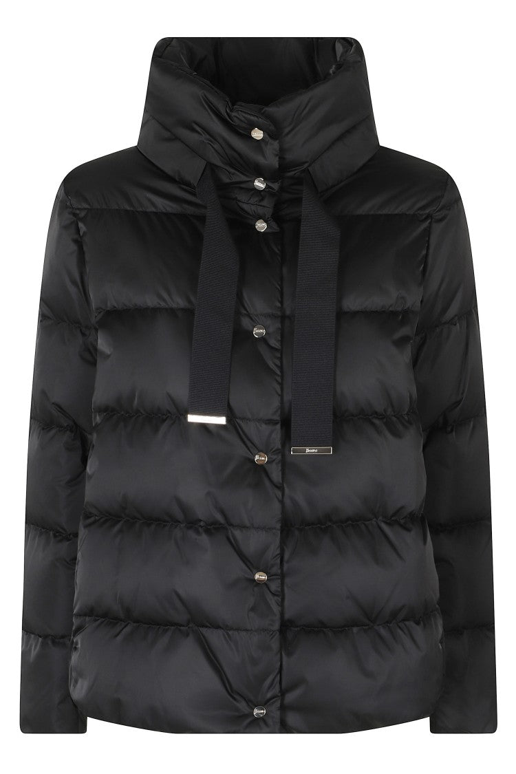 Herno Black Hooded Grosgrain Ribbon Polyester Down Jacket