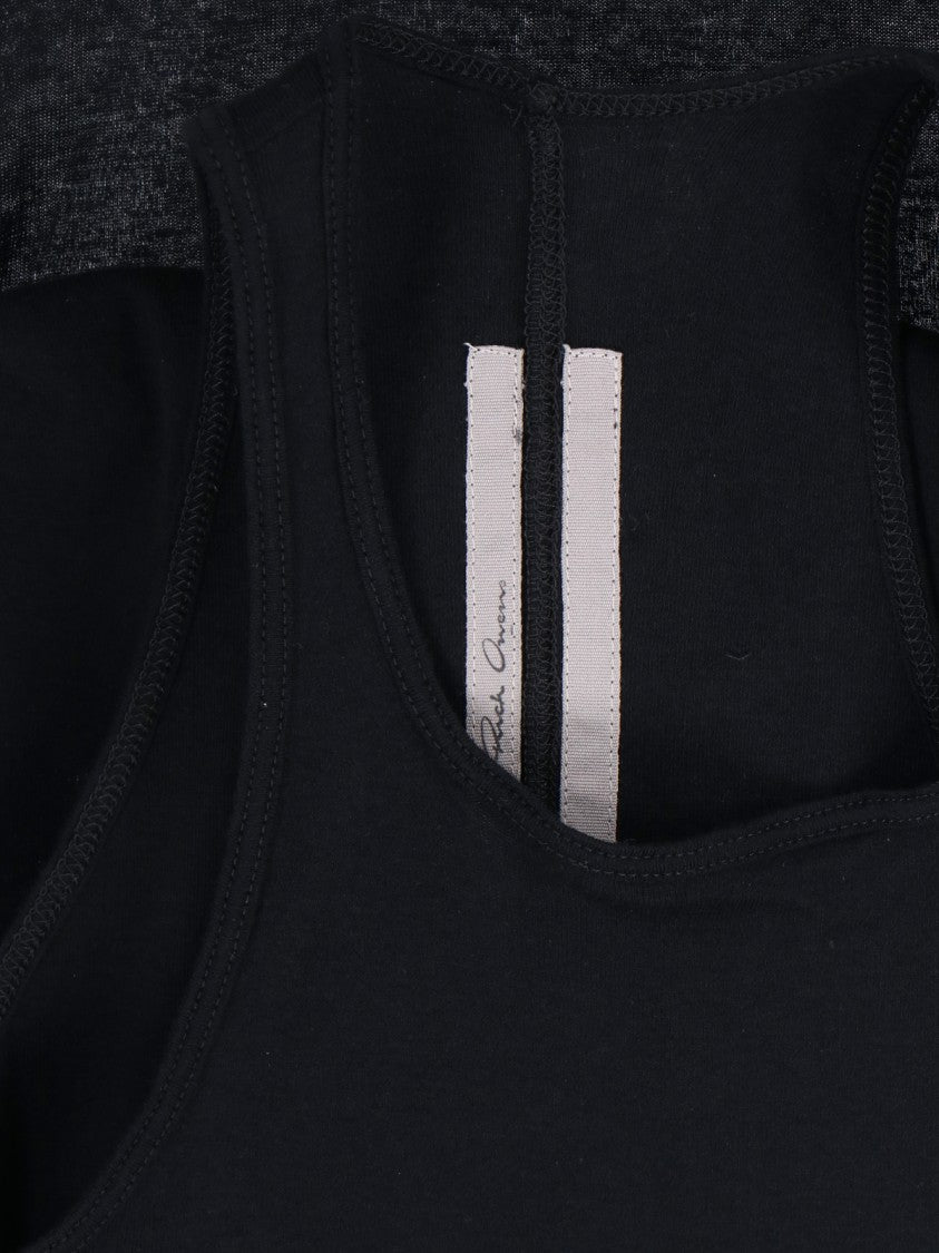 Rick Owens Black Cotton Semi-Sheer Bodysuit