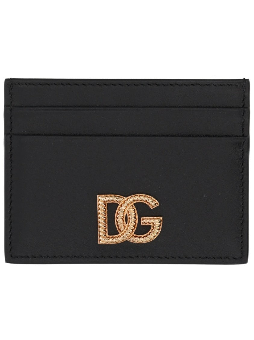 Dolce & Gabbana Neutrals Compact Metallic Logo Card Holder