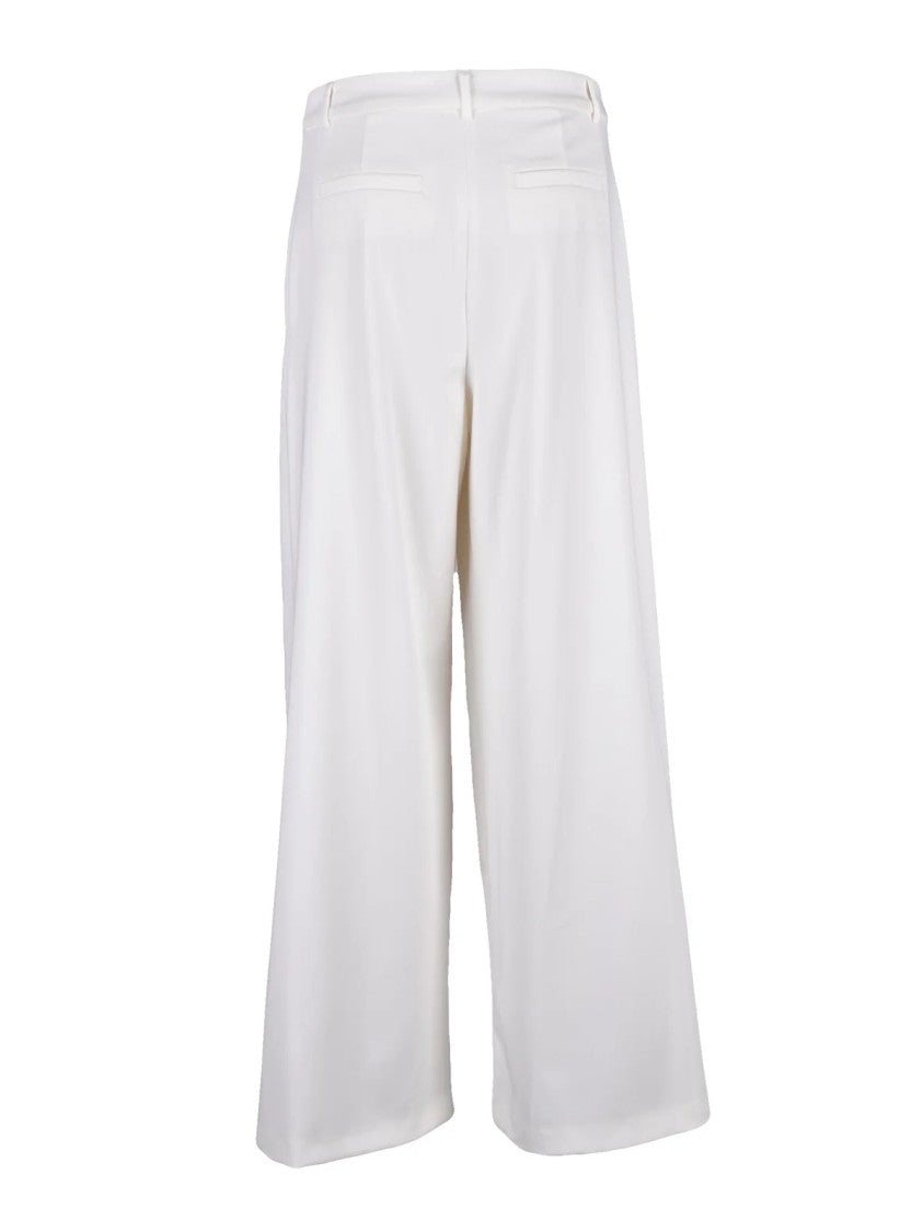 Pennyblack Wide-Leg White Trousers With Pleated Design And Low Waist