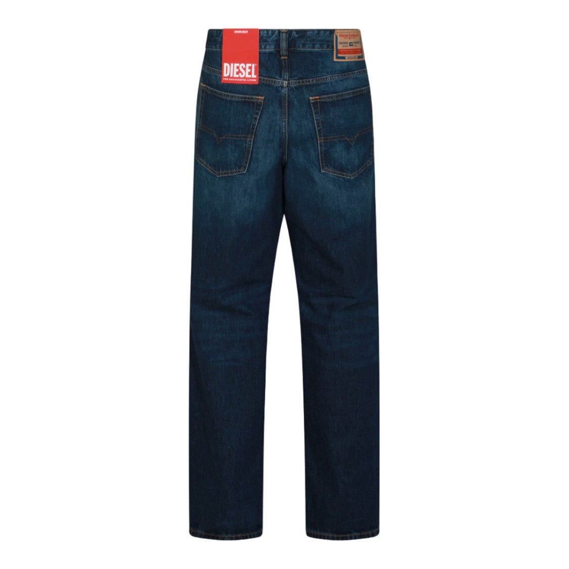 Diesel Indigo Whiskered Straight-Leg Jeans