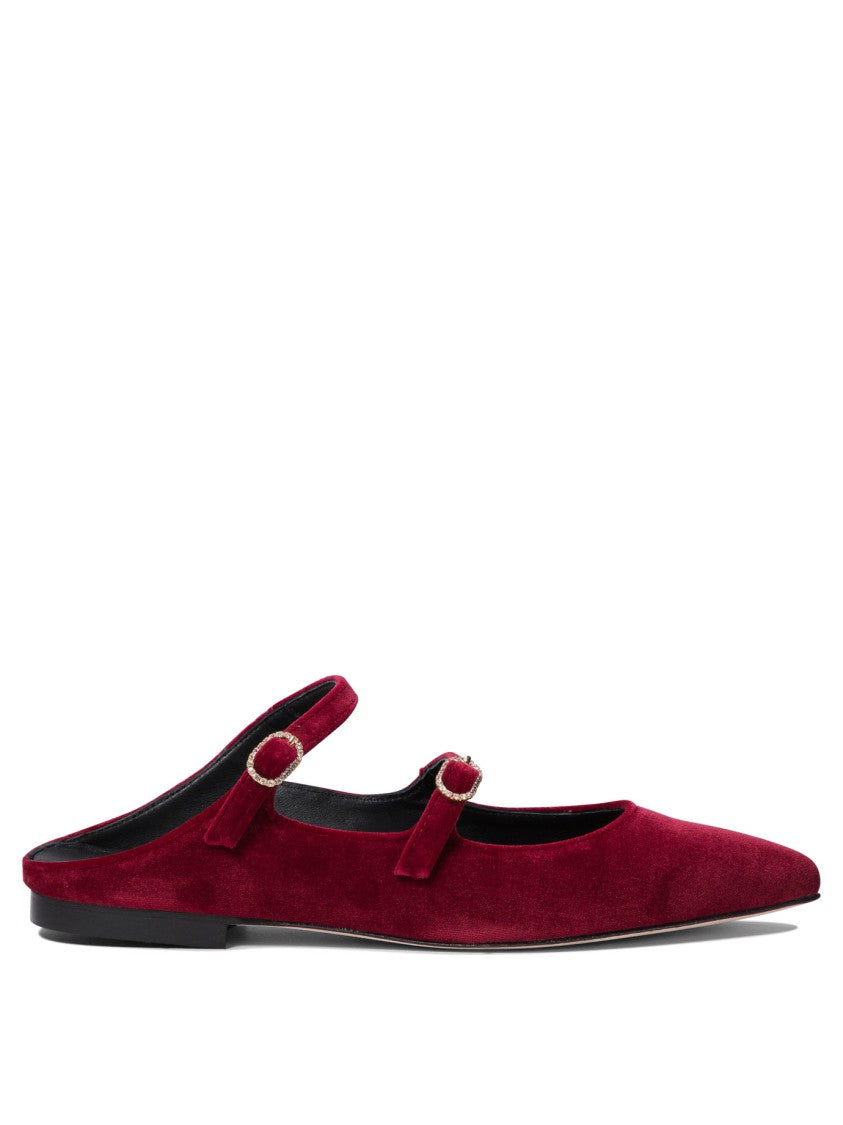 Amato Daniele Bordeaux Velvet Loafers With Decorative Buckles