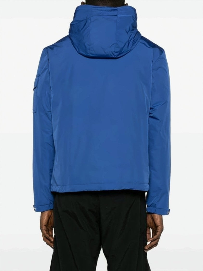 Moncler Vibrant Blue Casual Jacket With Hood And Zipper Closure