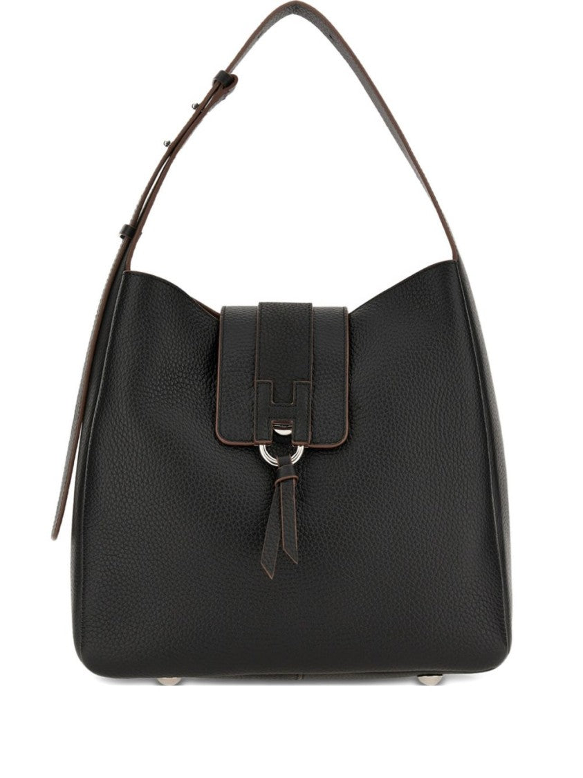 Hogan Pebbled Calfskin Structured Handbag