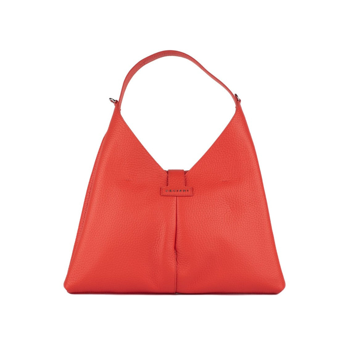 Orciani Poppy Red Leather Shoulder Bag Magnetic