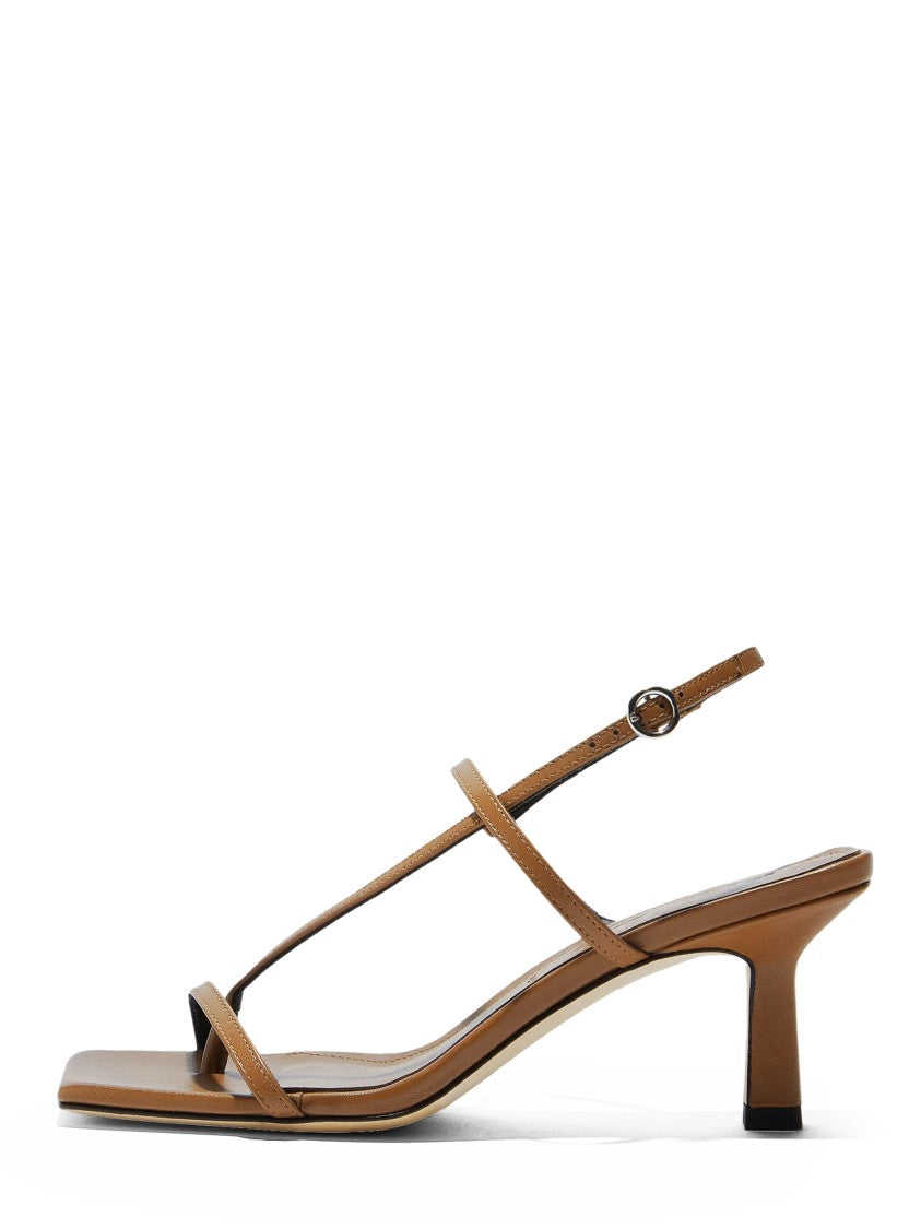 Aeydē Minimalist Brown Elise Nappa Sandals With Square Toe