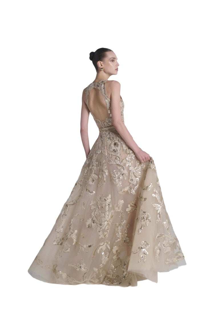 Saiid Kobeisy Embroidered Tulle Long Dress