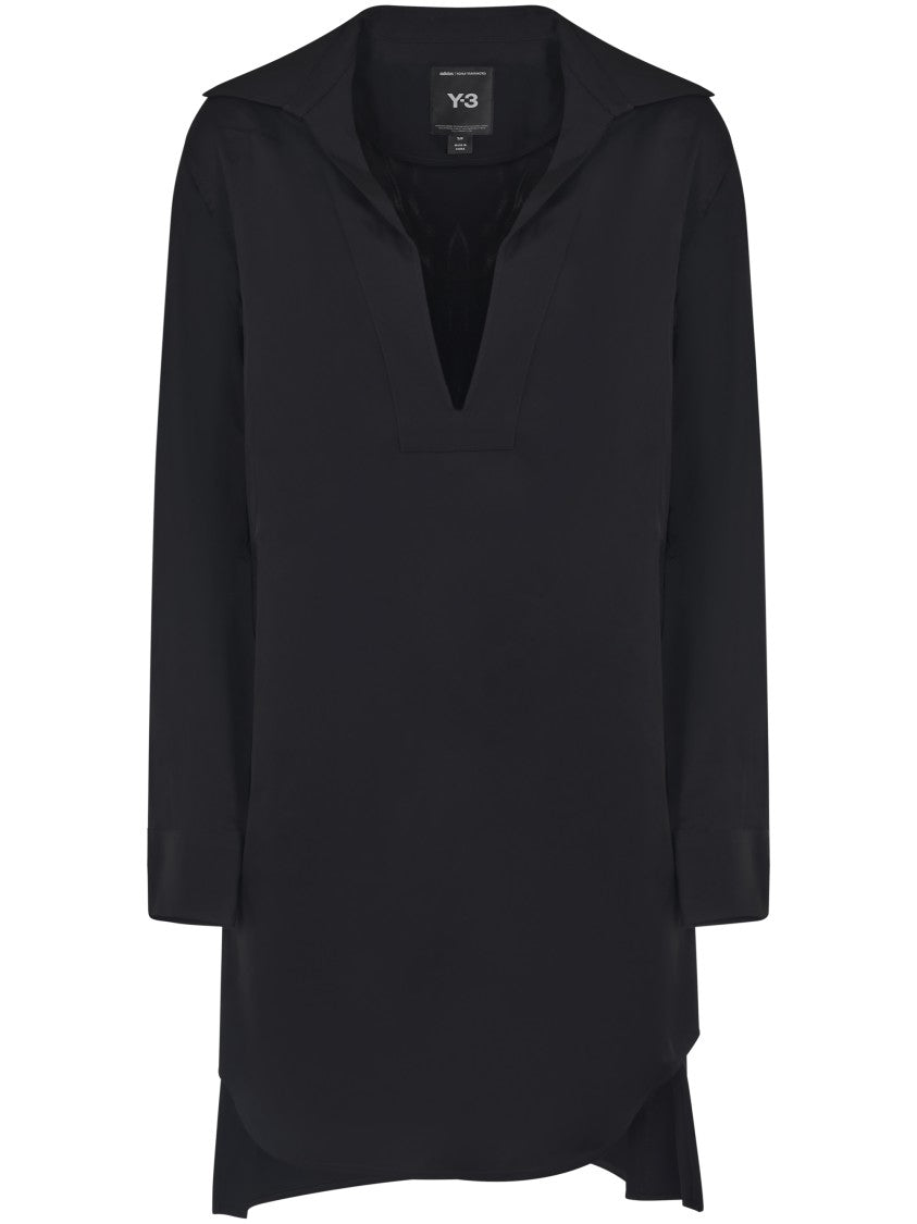 Y-3 Black Minimalist V-Neck Shirt With Relaxed Fit