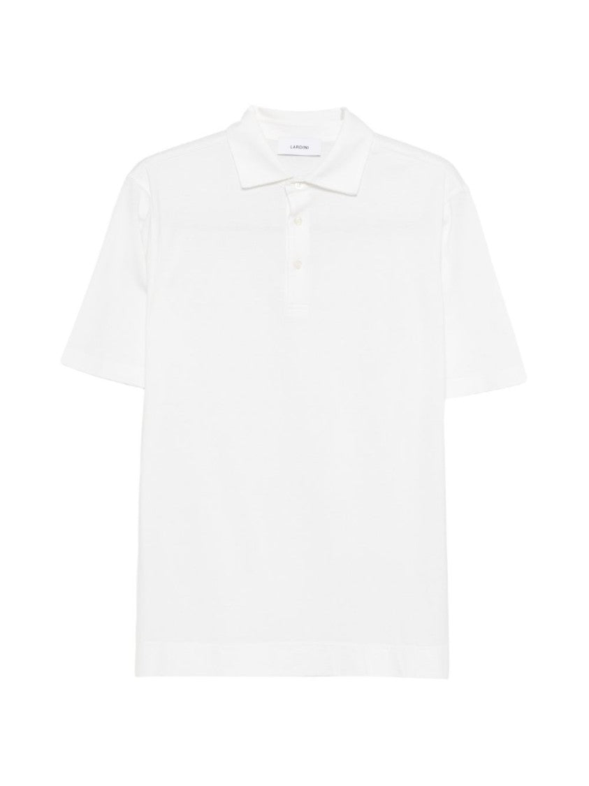 Lardini White Cotton Silk Blend Polo Shirt
