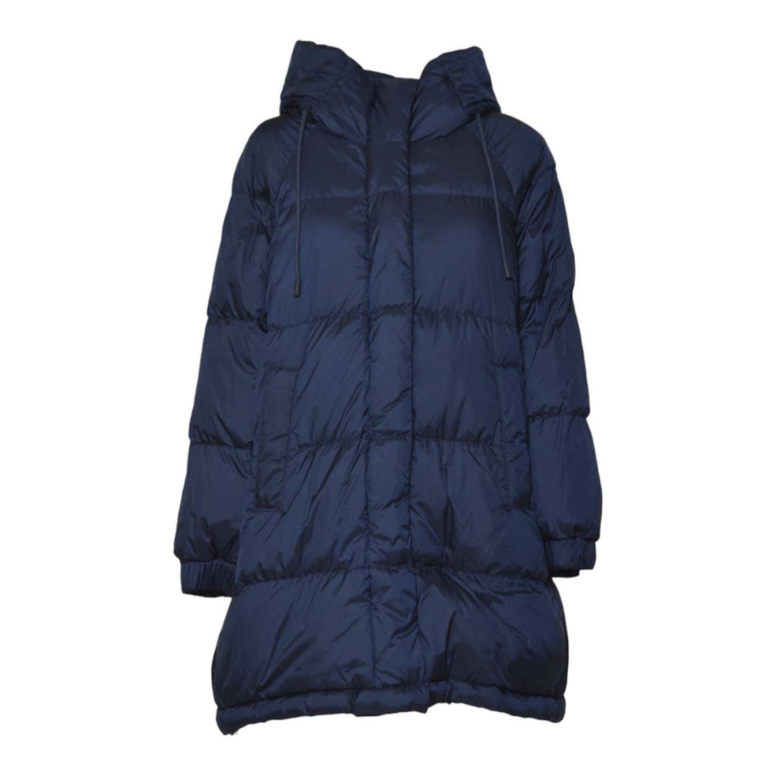 Max Mara Padded Blue Long Coat With Quilted Design