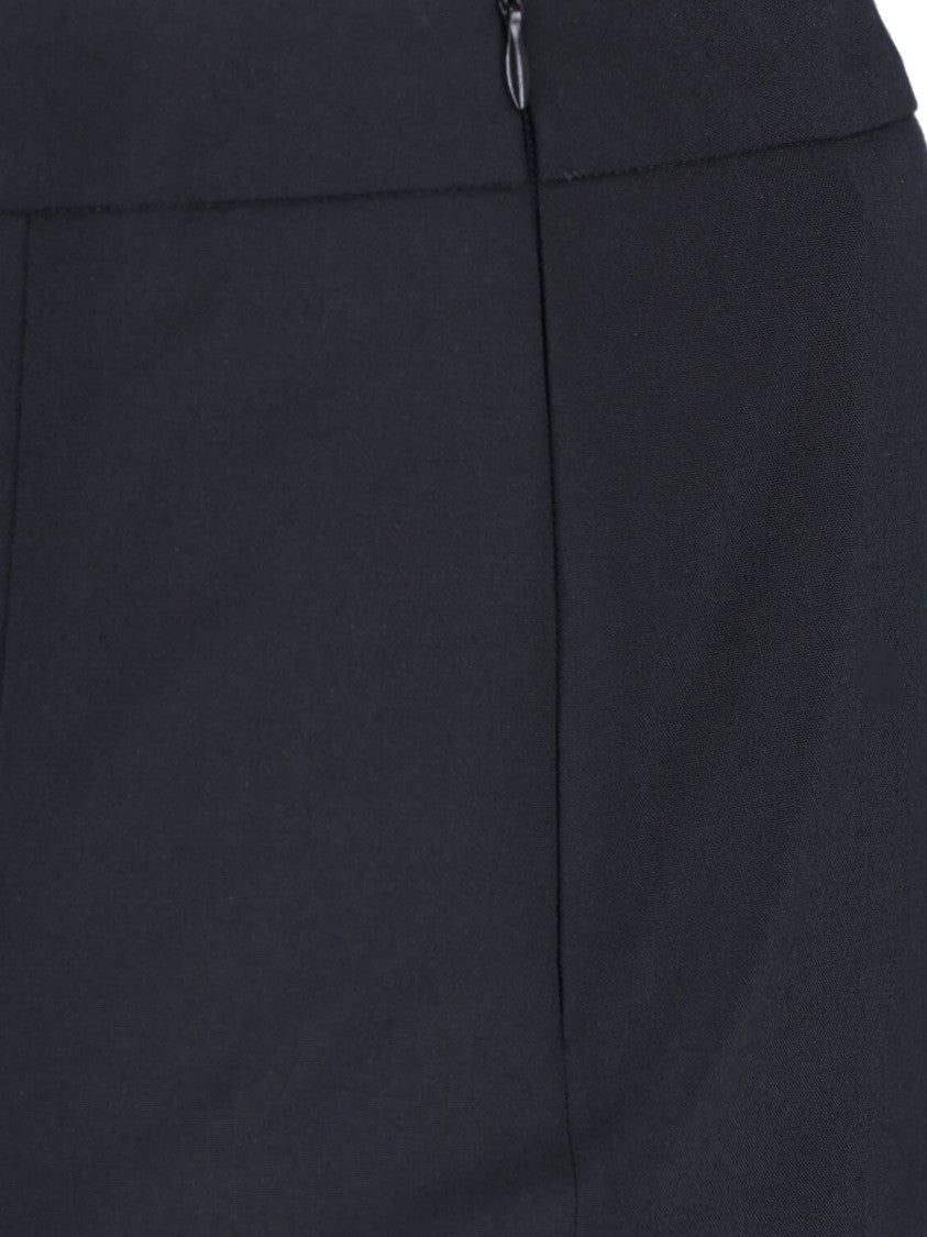 Dondup Black Bistretch Canvas Side Slit Midi Skirt