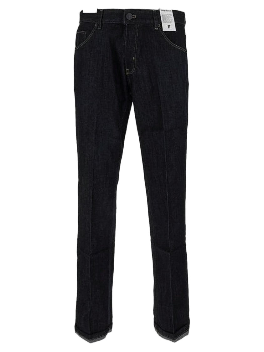 Pt Torino Indigo Straight-Leg Denim Pants With Contrast Stitching