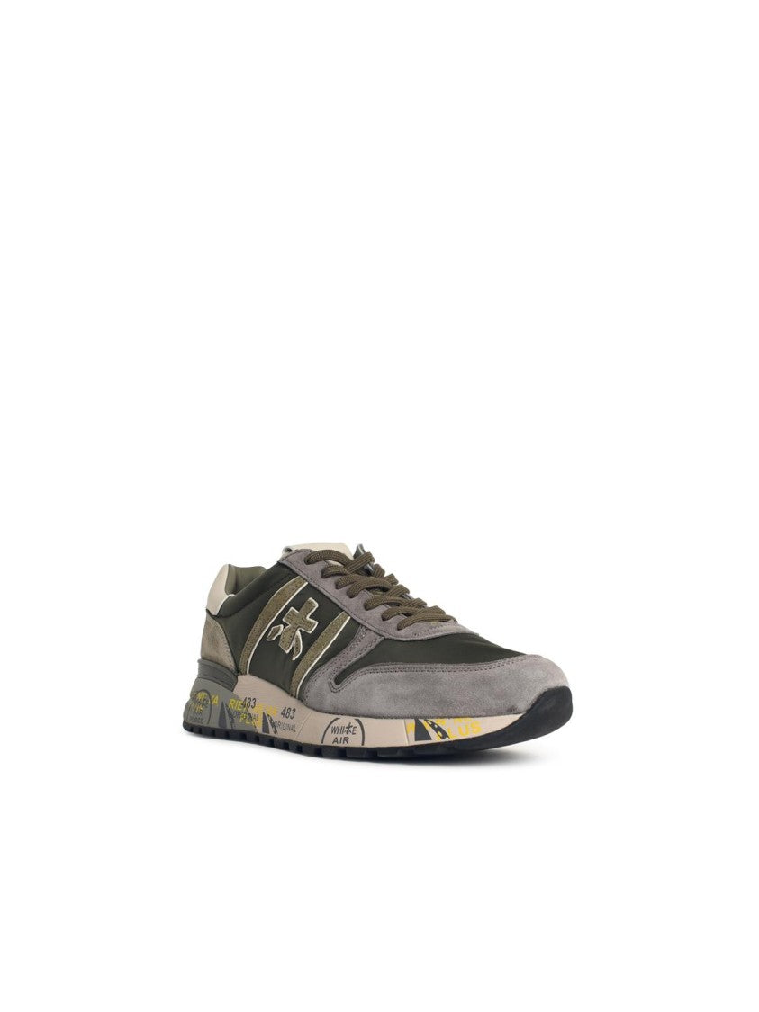 Premiata 'Lander 7706' Army Green Leather Sneakers